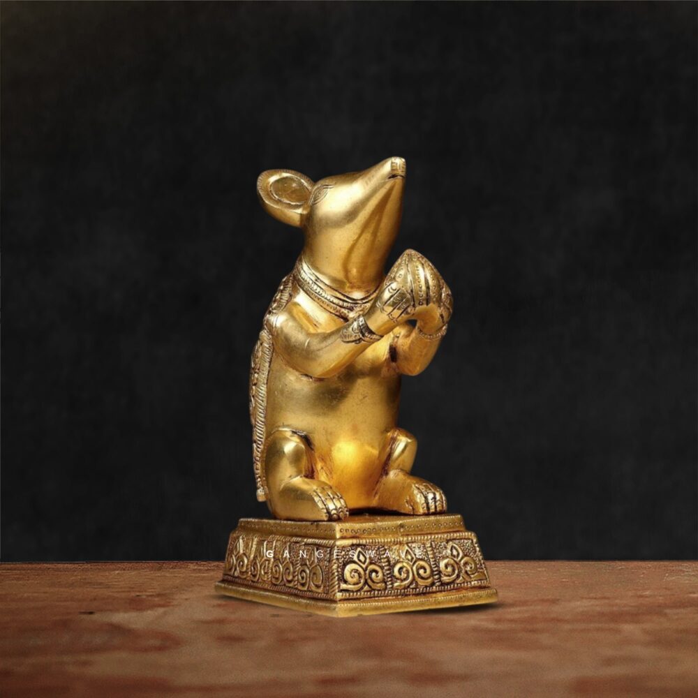 Premium Brass Mouse Statue for Pooja and Home Decor