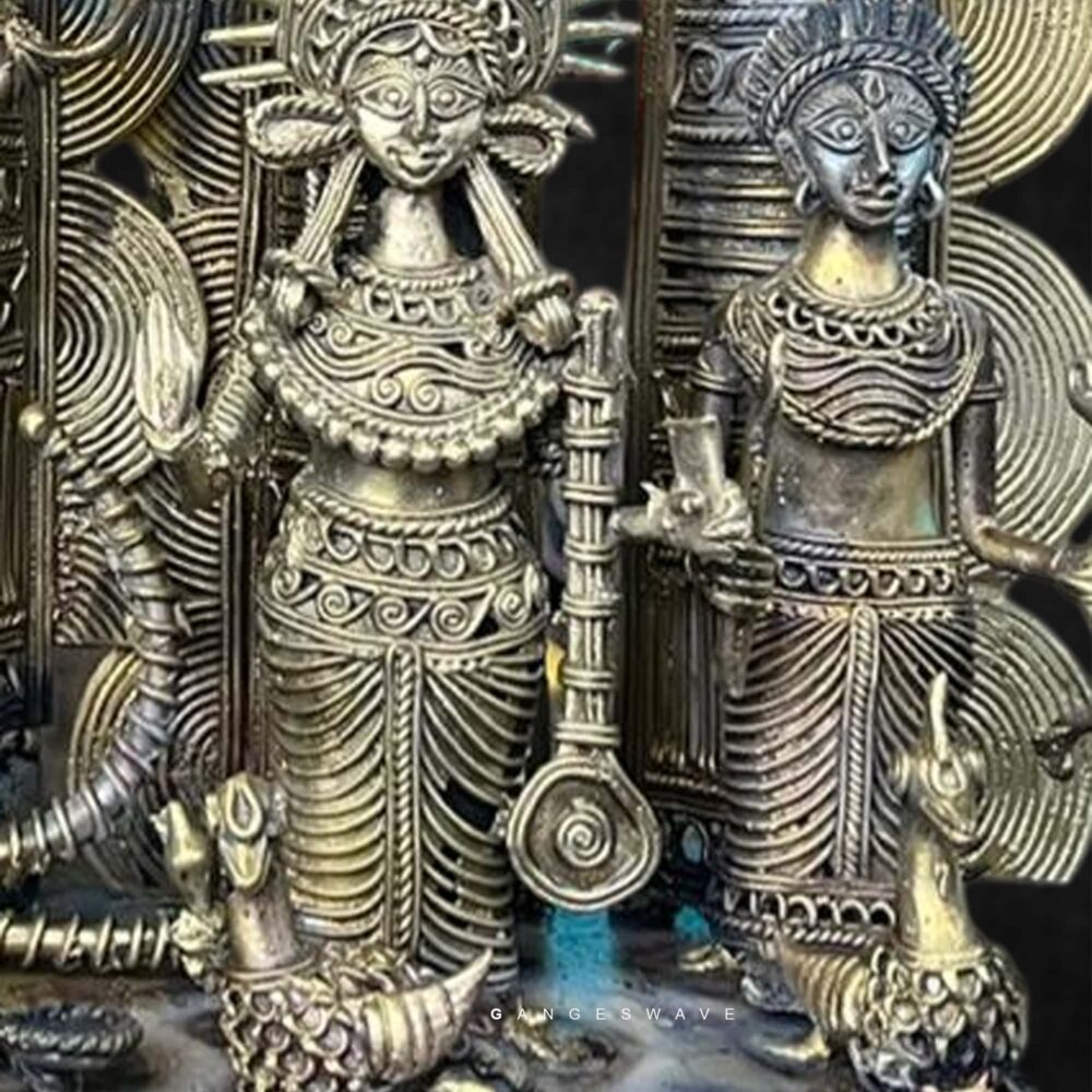 Tribal Dhokra Durga Sculpture for Home Décor