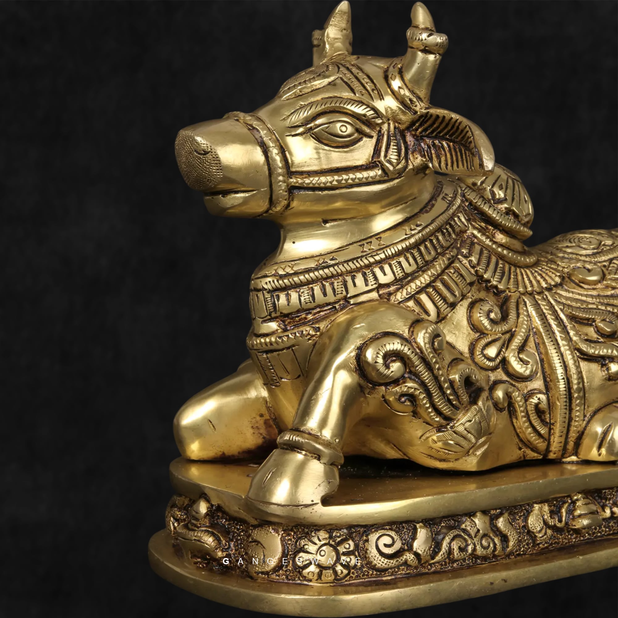 Small Nandi Brass Statue - 7 inches - Image 4