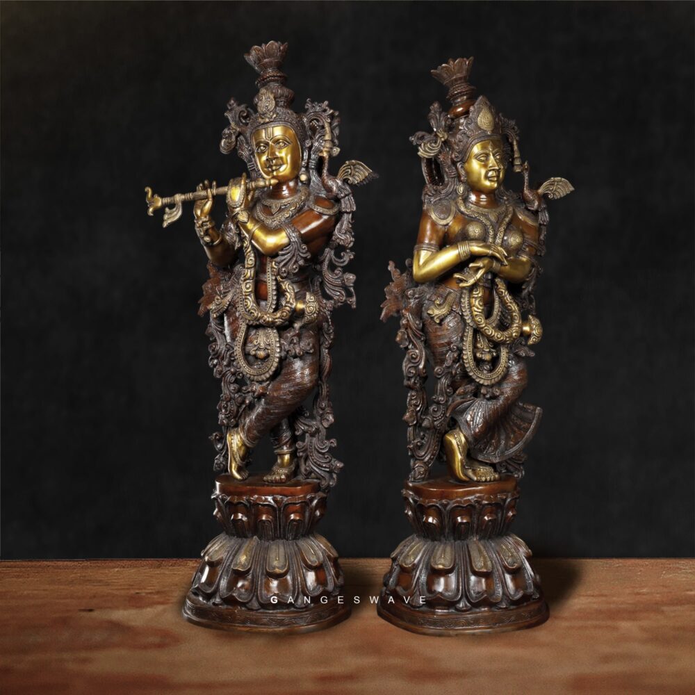 Large antique finish Radha Krishna Statue