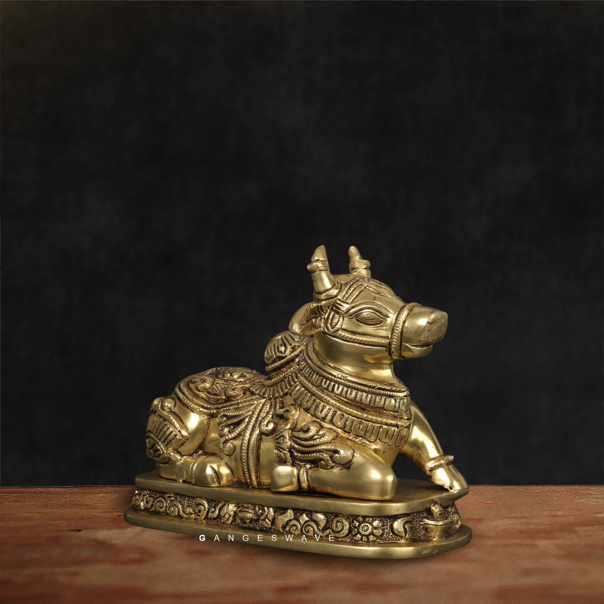 Small Nandi Brass Statue - 7 inches - Image 2