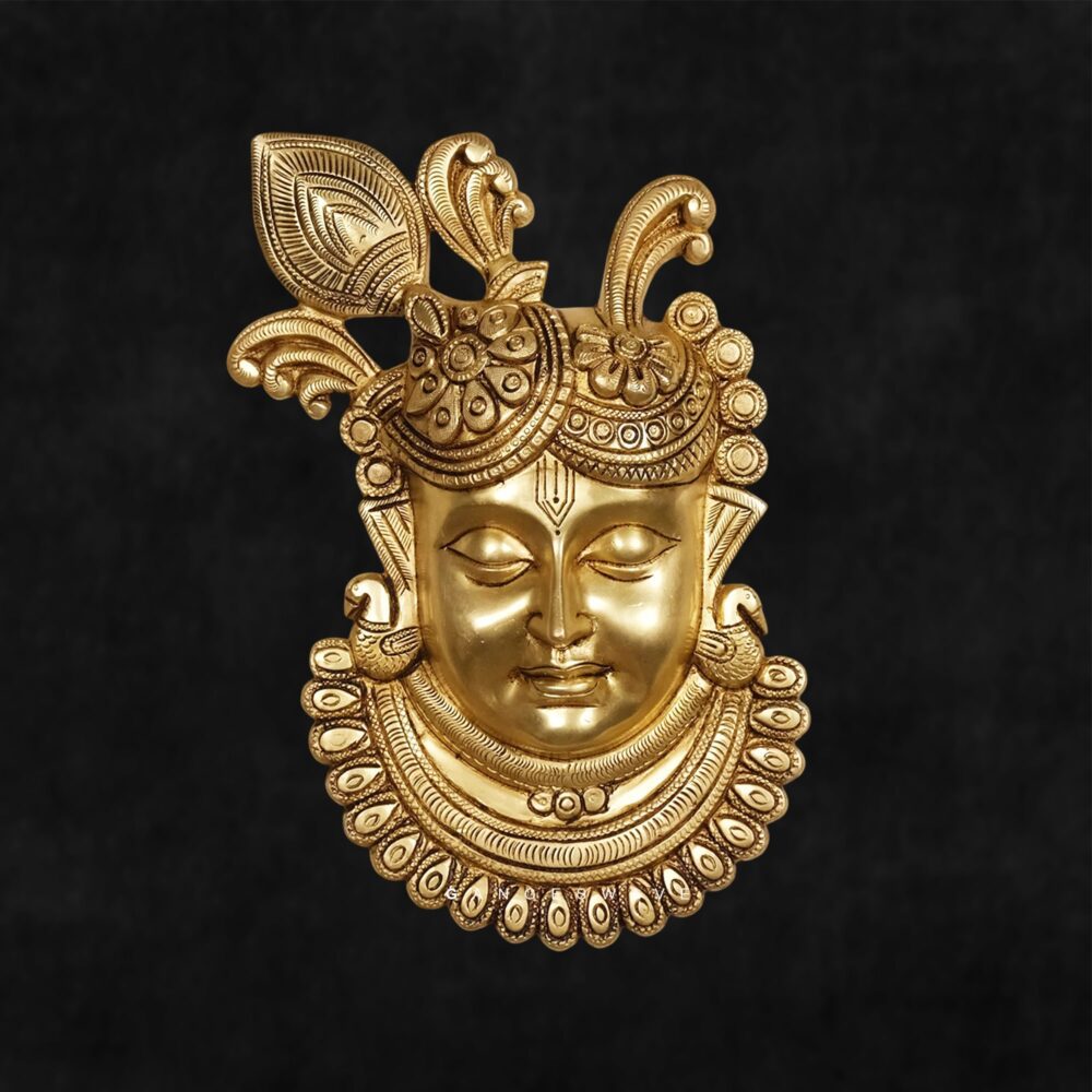 Srinathji Golden Brass Wall Hanging Statue - 17.5 inches