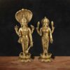Vishnu Lakshmi Brass Idol Pair – Handcrafted Hindu Deity Statues for Home and Temple Décor by Gangeswave