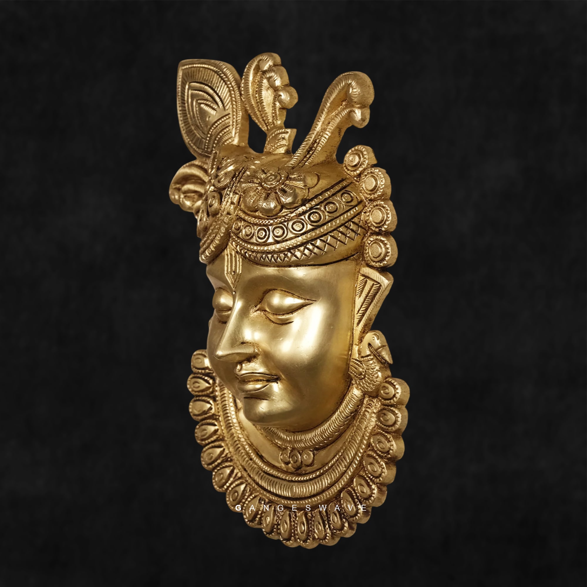 Srinathji Golden Brass Wall Hanging Statue - 17.5 inches - Image 2