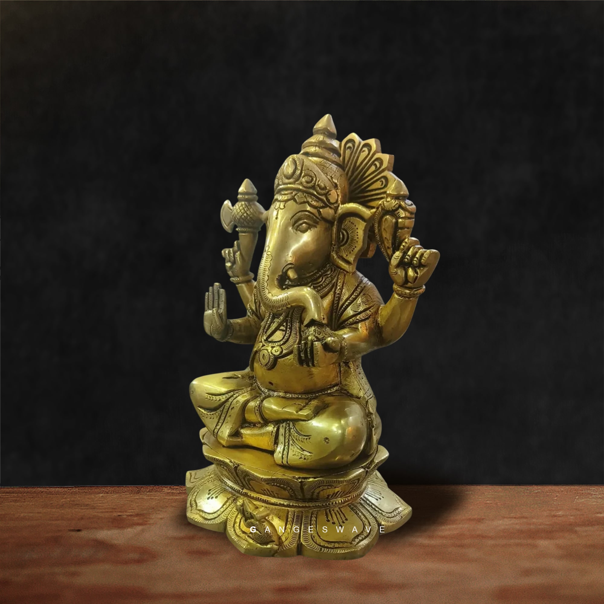 9 inch Brass Ganesh Idol - Image 4