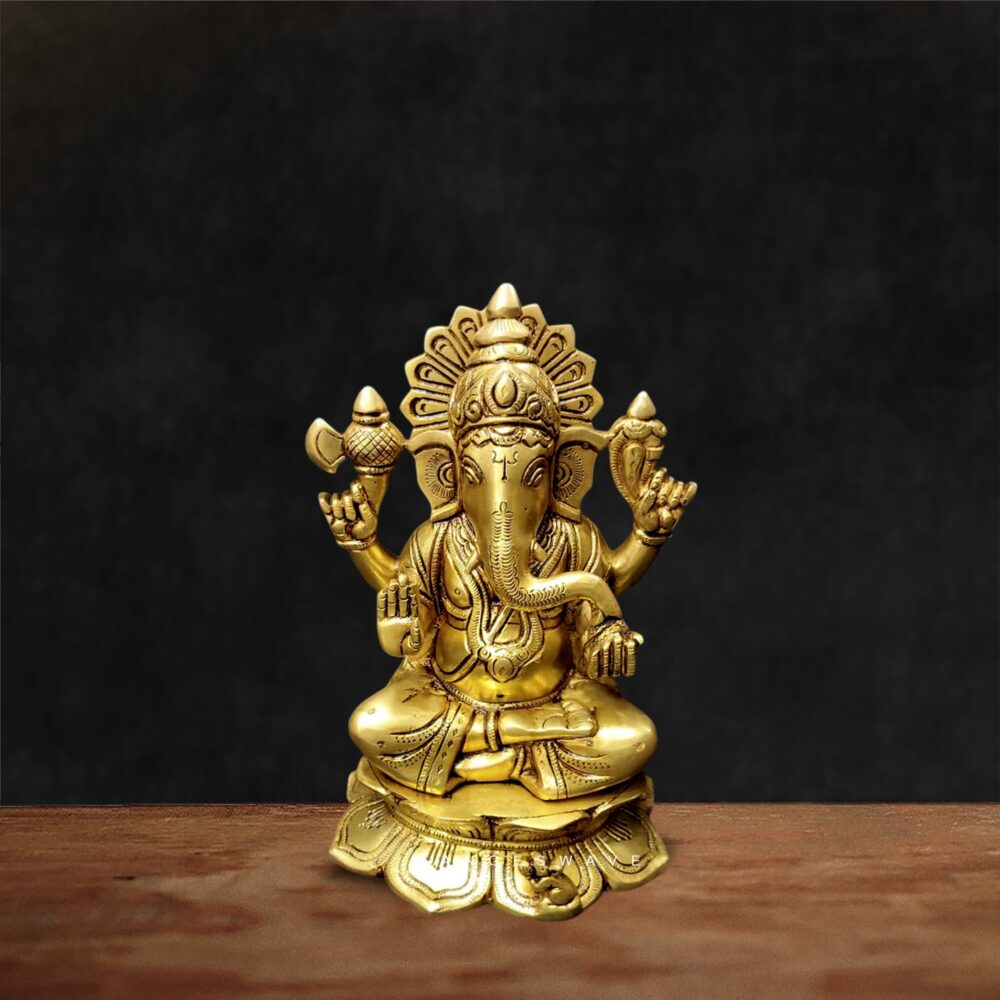 9 inch brass Ganesha idol handcrafted