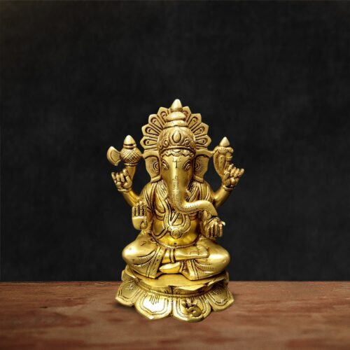 9 inch brass Ganesha idol handcrafted