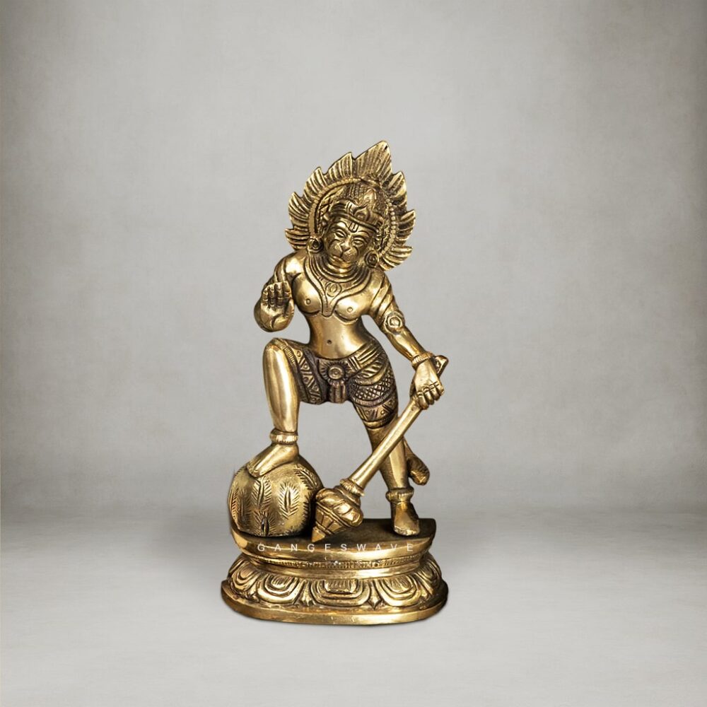 Brass Hanuman Statue in Abhaya Mudra - 6 inches