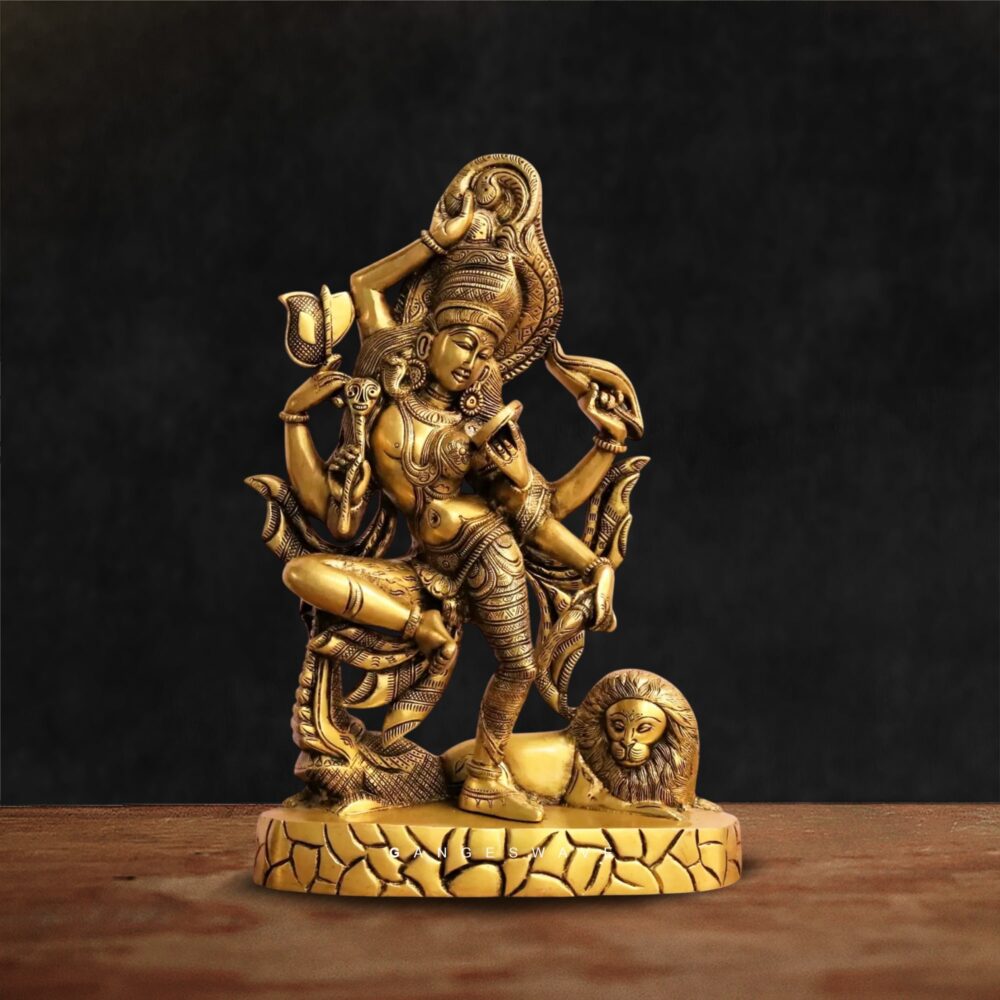 Handcrafted Brass Ardhanarishvara Idol depicting Shiva-Parvati in one form with antique finish – spiritual decor statue for home temple