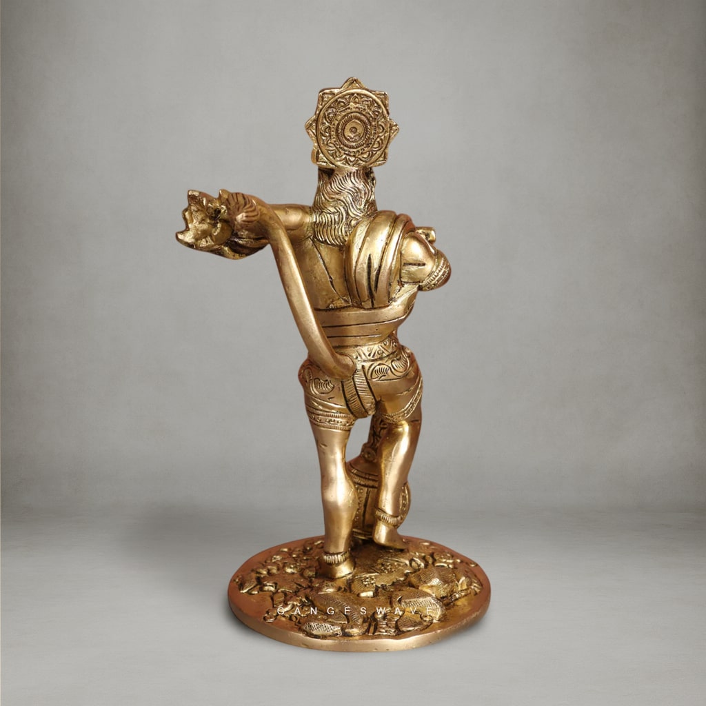 Veer Hanuman Brass Statue - 7 inches - Image 6