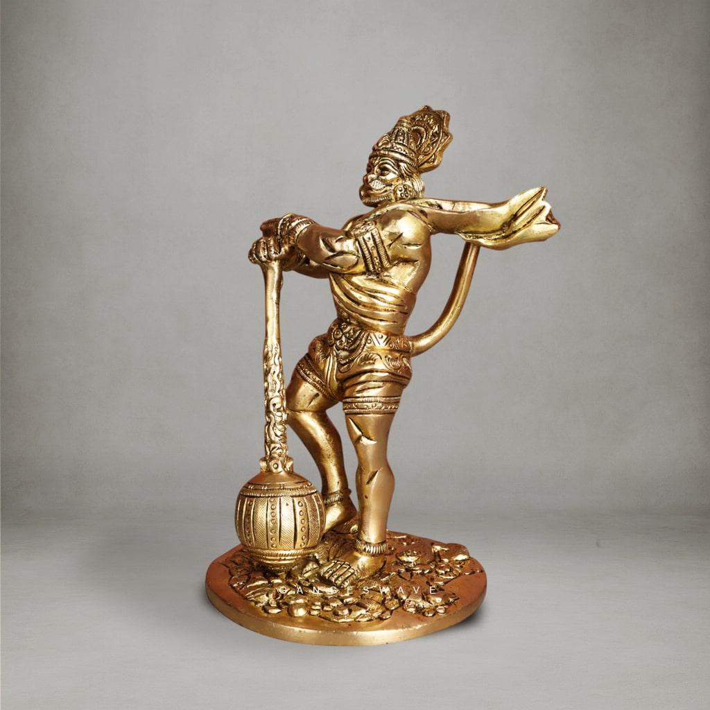 Veer Hanuman Brass Statue - 7 inches - Image 5