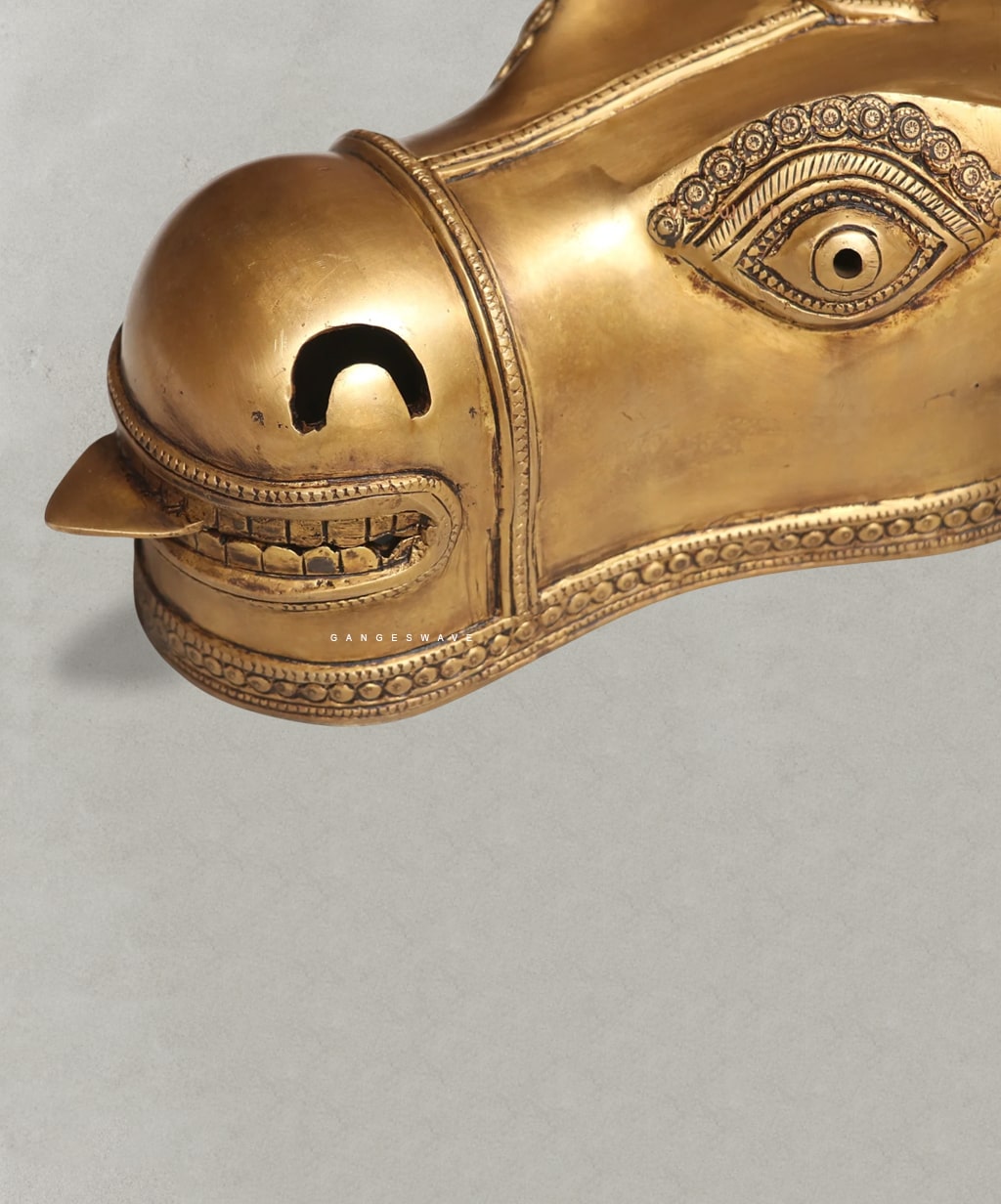 Nandi Bull Brass Superfine Face Sculpture - 17.5 inches - Image 7