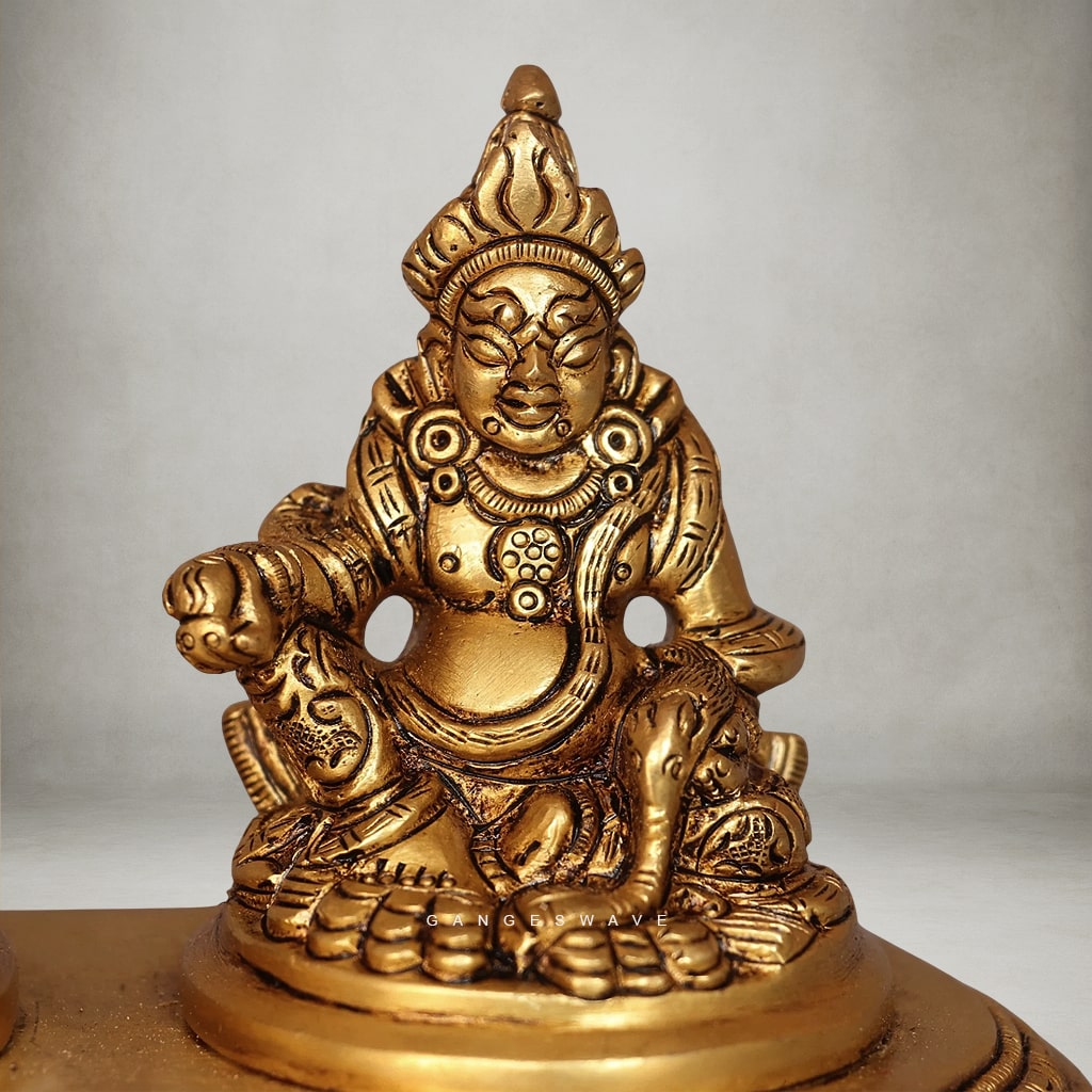 Lakshmi Kuber Brass Murti Set - 4 inches - Image 8
