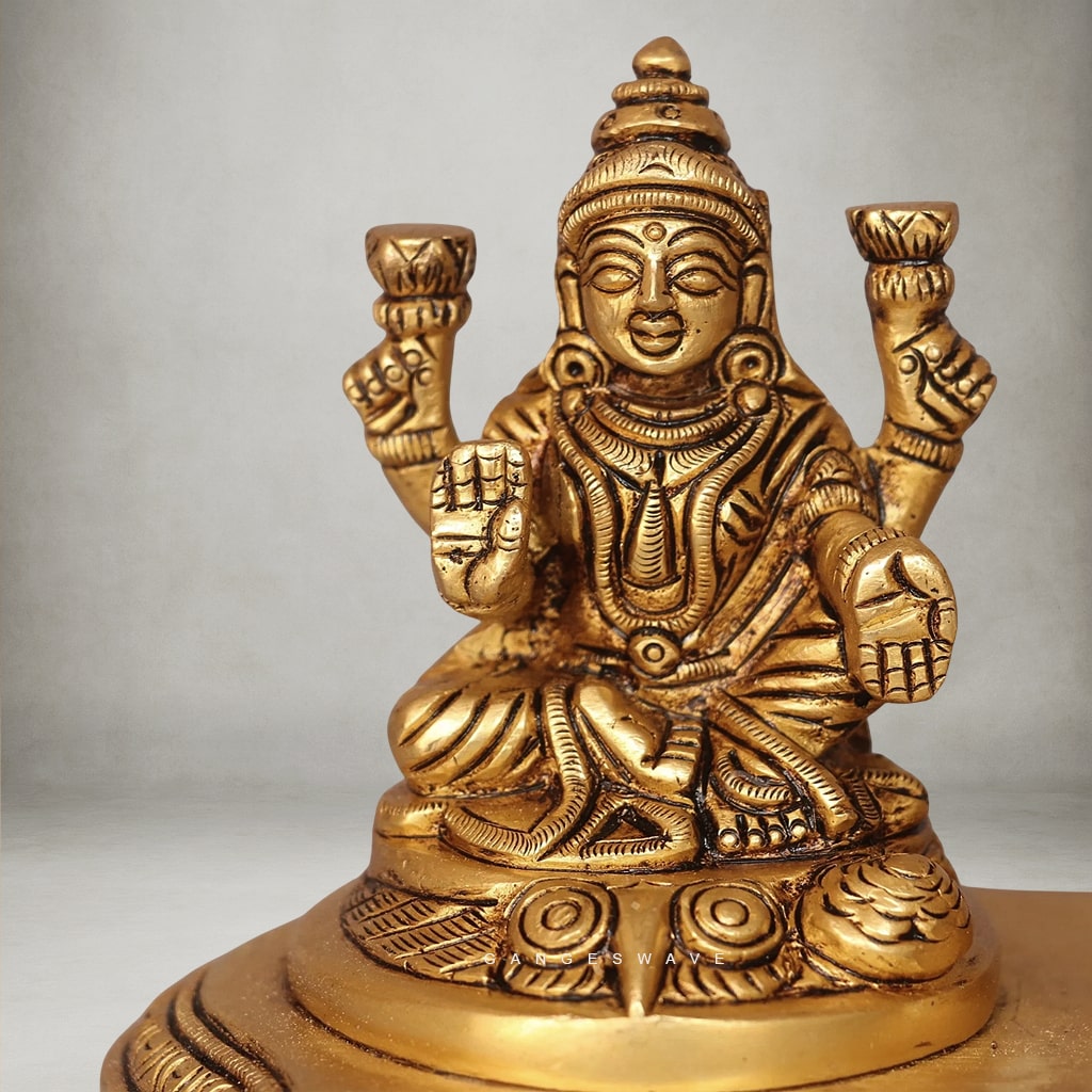 Lakshmi Kuber Brass Murti Set - 4 inches - Image 7