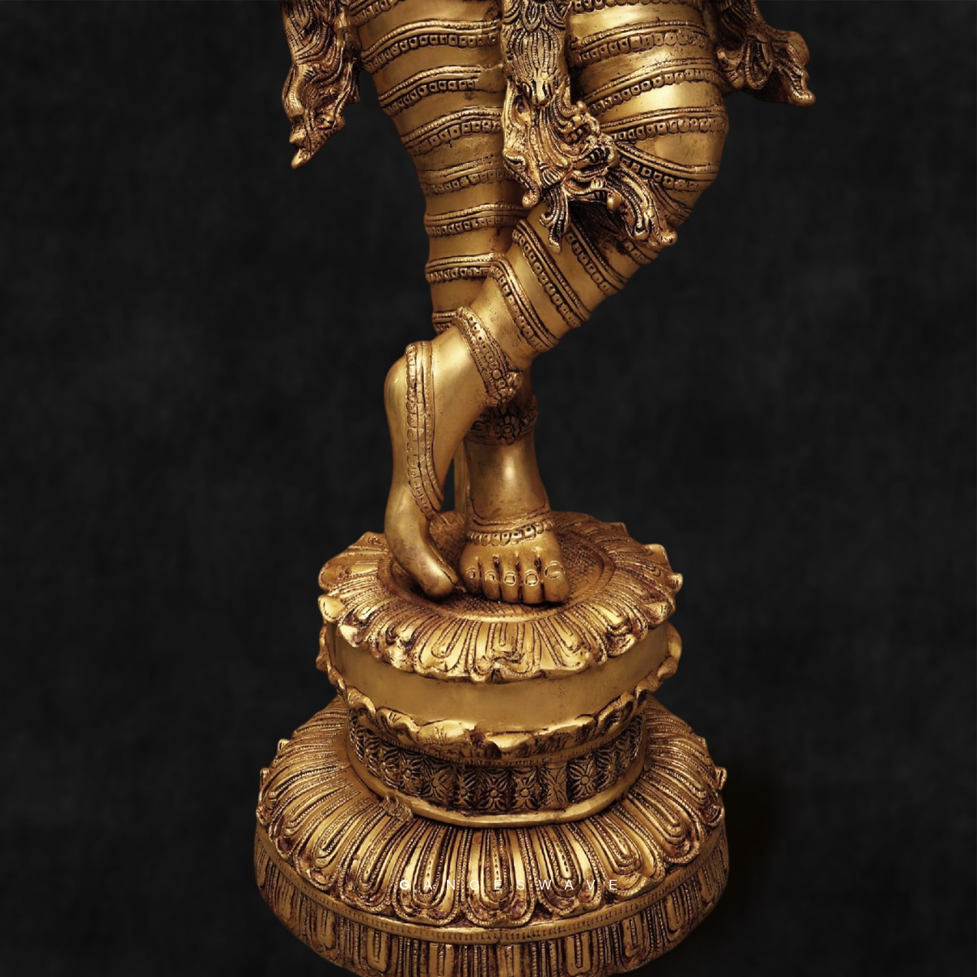 Large Krishna Brass Statue with Kadamb Tree - 56 inches - Image 6