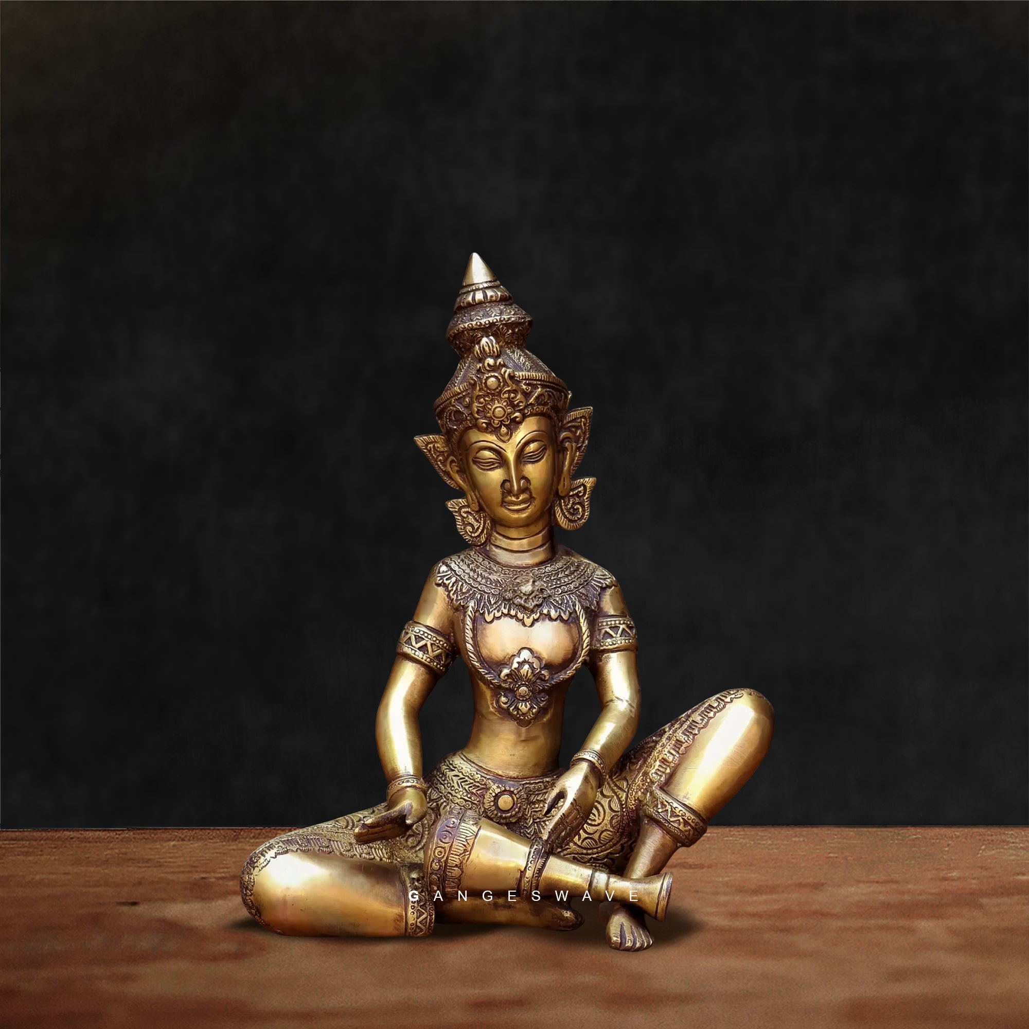 Exquisite Thai Brass Musician Set Decor - 12 inches - Image 2