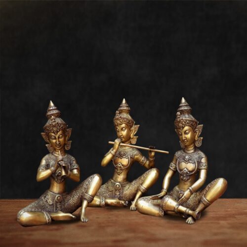 Exquisite Thai Brass Musician Set Decor - 12 inches