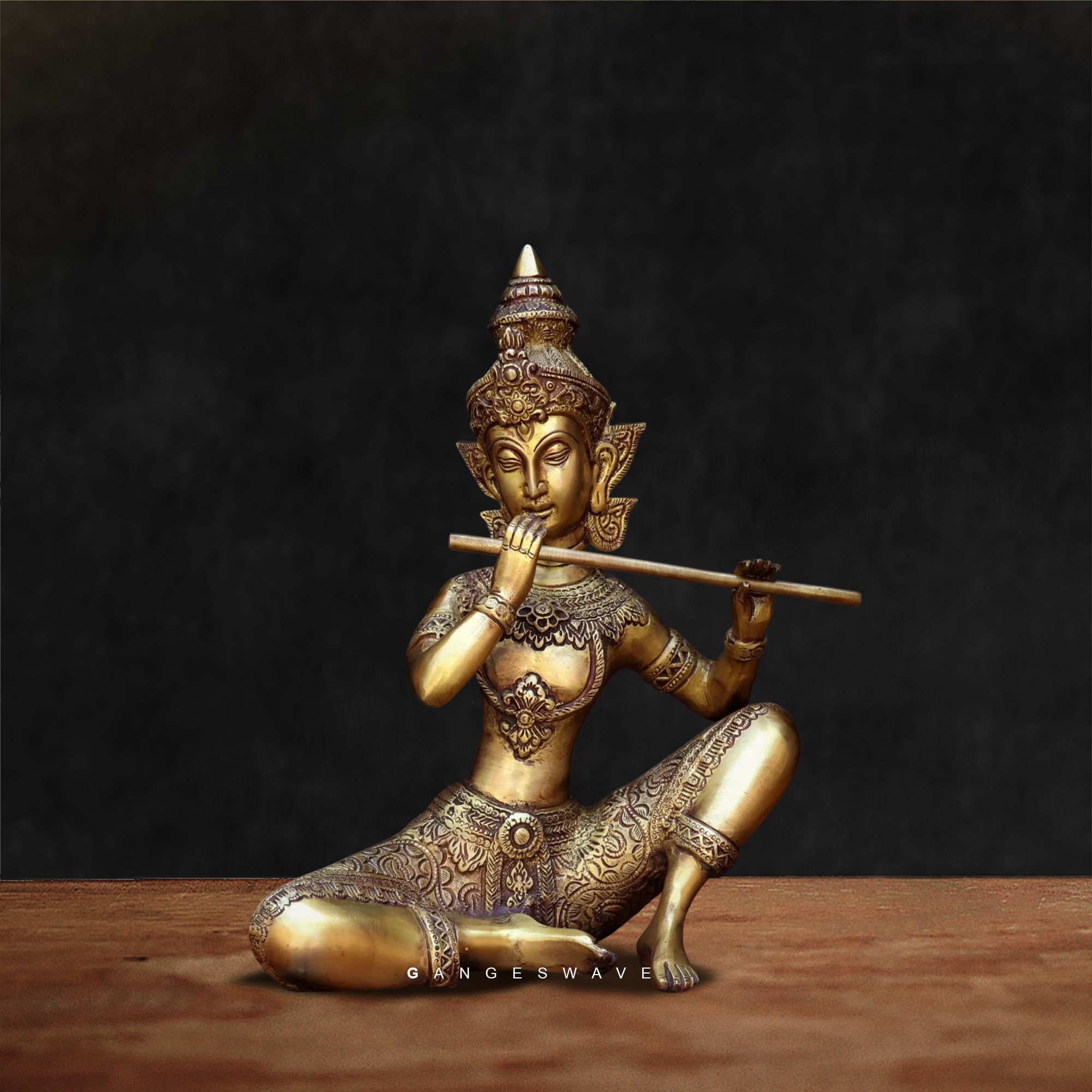 Exquisite Thai Brass Musician Set Decor - 12 inches - Image 4