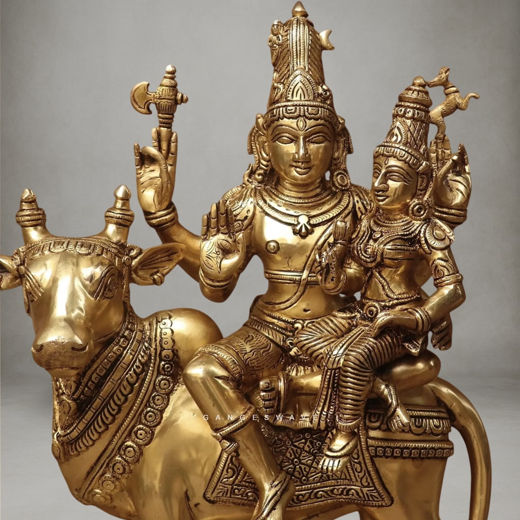 Shiv Parvati Superfine Brass Idol - 15.5 inches - Image 5