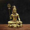 Handcrafted brass Shiva murti in meditative posture with trishul – premium Lord Shiva idol for home temple décor