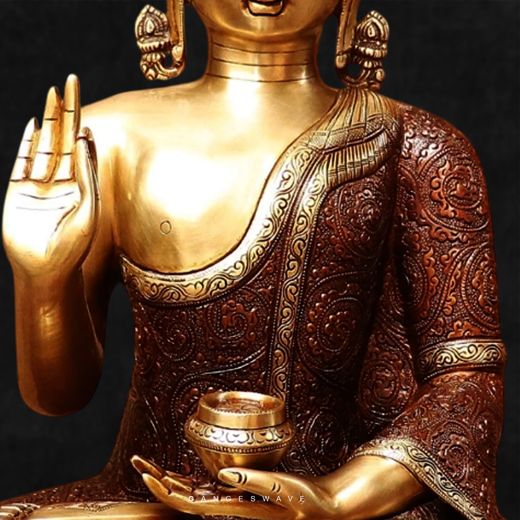 Handcrafted Brass Buddha Statue - 22 inches - Image 6