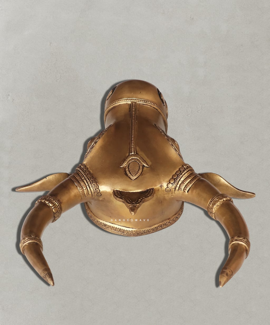 Nandi Bull Brass Superfine Face Sculpture - 17.5 inches - Image 3