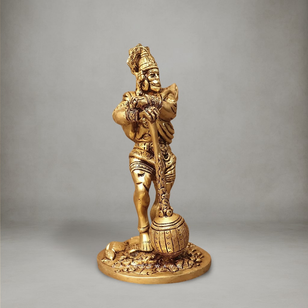Veer Hanuman Brass Statue - 7 inches - Image 2