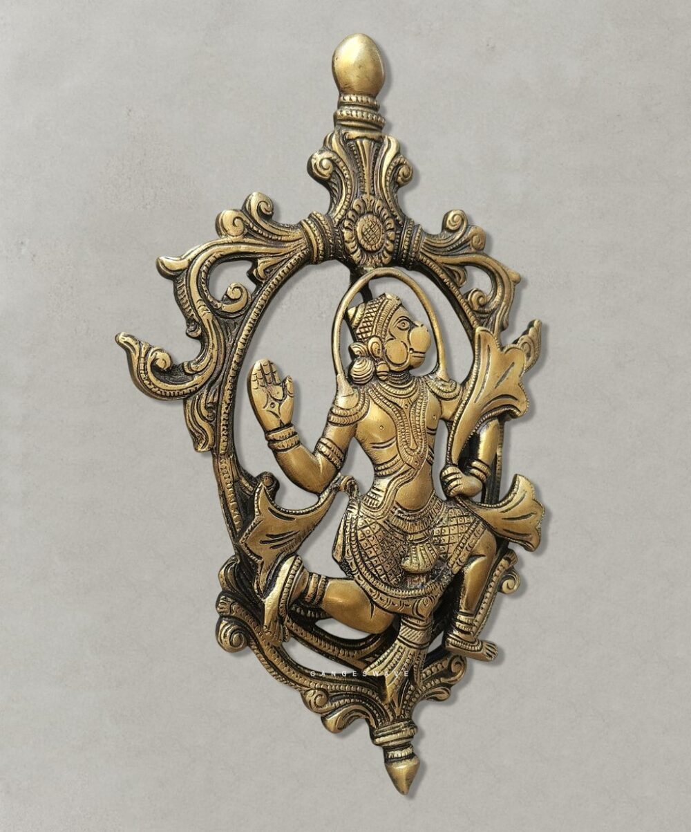 Antique Finish Brass Hanuman Wall Art
