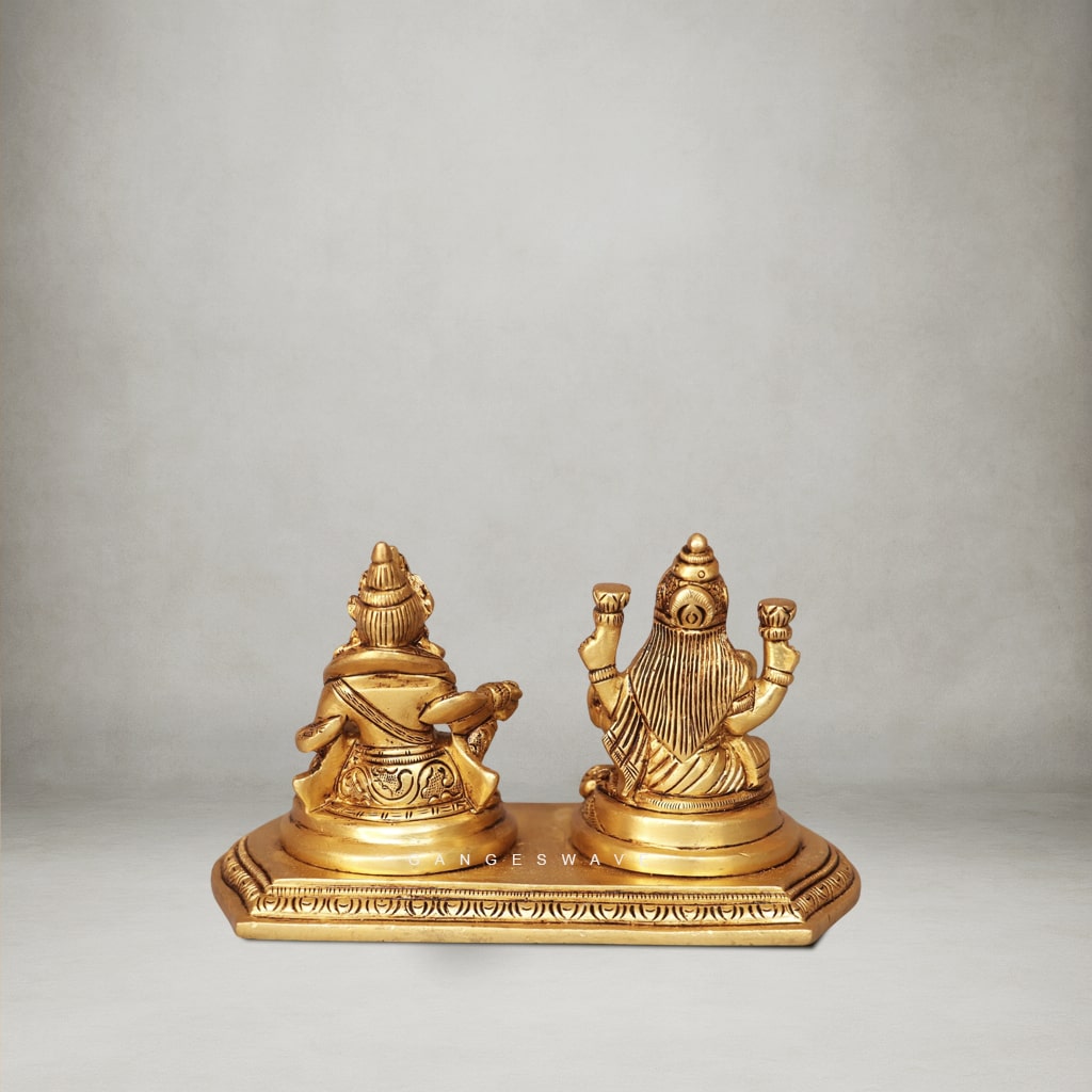 Lakshmi Kuber Brass Murti Set - 4 inches - Image 4