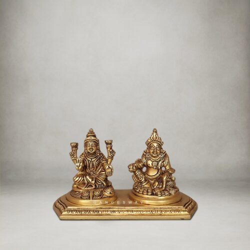 Lakshmi Kuber Brass Murti Set - 4 inches