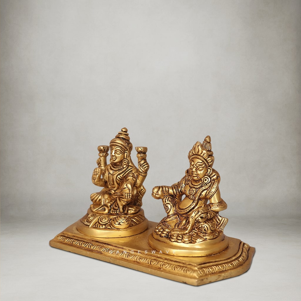 Lakshmi Kuber Brass Murti Set - 4 inches - Image 2