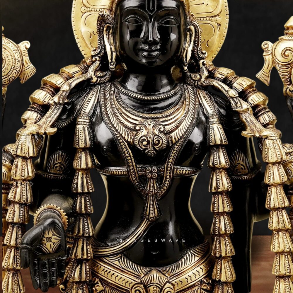 Lord Vishnu Brass Statue with Intricate Carvings