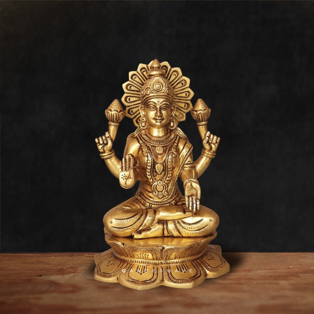 8 inch Brass Lakshmi Idol