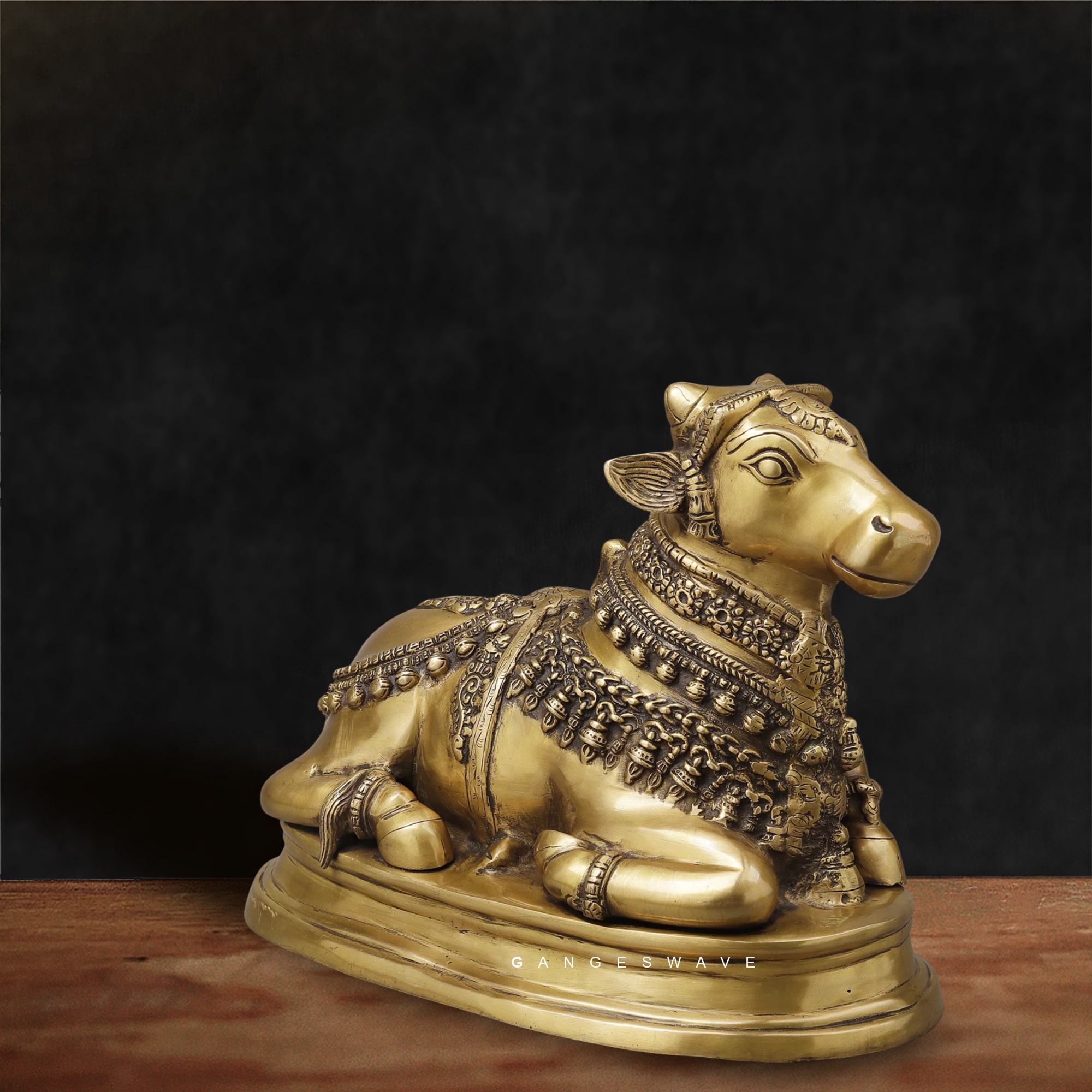 Brass Nandi Idol for Home Decor - 13 inches - Image 4