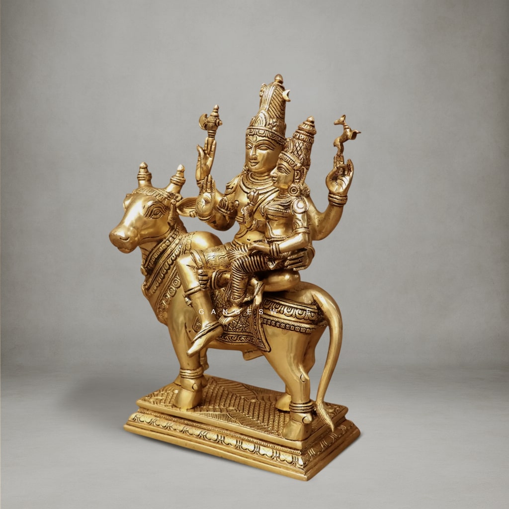 Shiv Parvati Superfine Brass Idol - 15.5 inches - Image 4