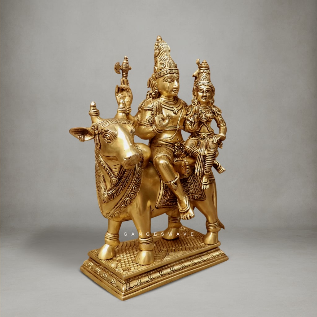 Shiv Parvati Superfine Brass Idol - 15.5 inches - Image 2