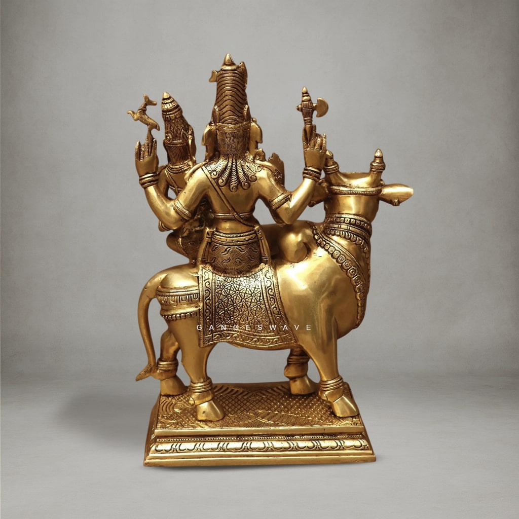 Shiv Parvati Superfine Brass Idol - 15.5 inches - Image 3