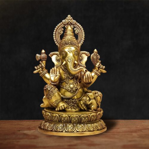 Superfine Brass Siddhivinayak Ganesha Murti handcrafted statue for home décor