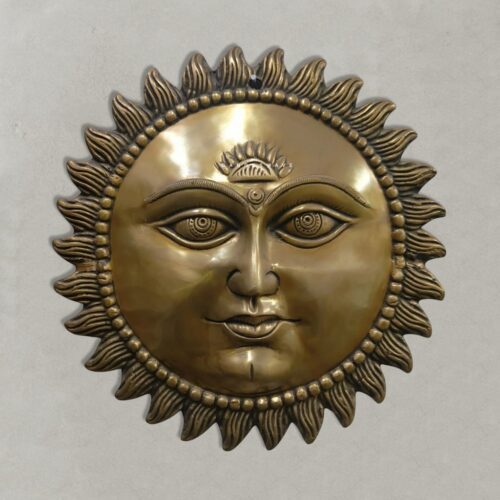 Handcrafted brass Surya Dev wall hanging sun face idol for home décor