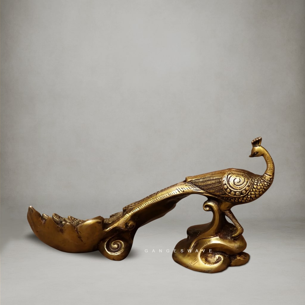 Vintage Peacock Brass Decor - 7 inches - Image 3