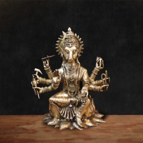 Intricately detailed brass sculpture of Lord Varaha – handcrafted by Gangeswave artisans