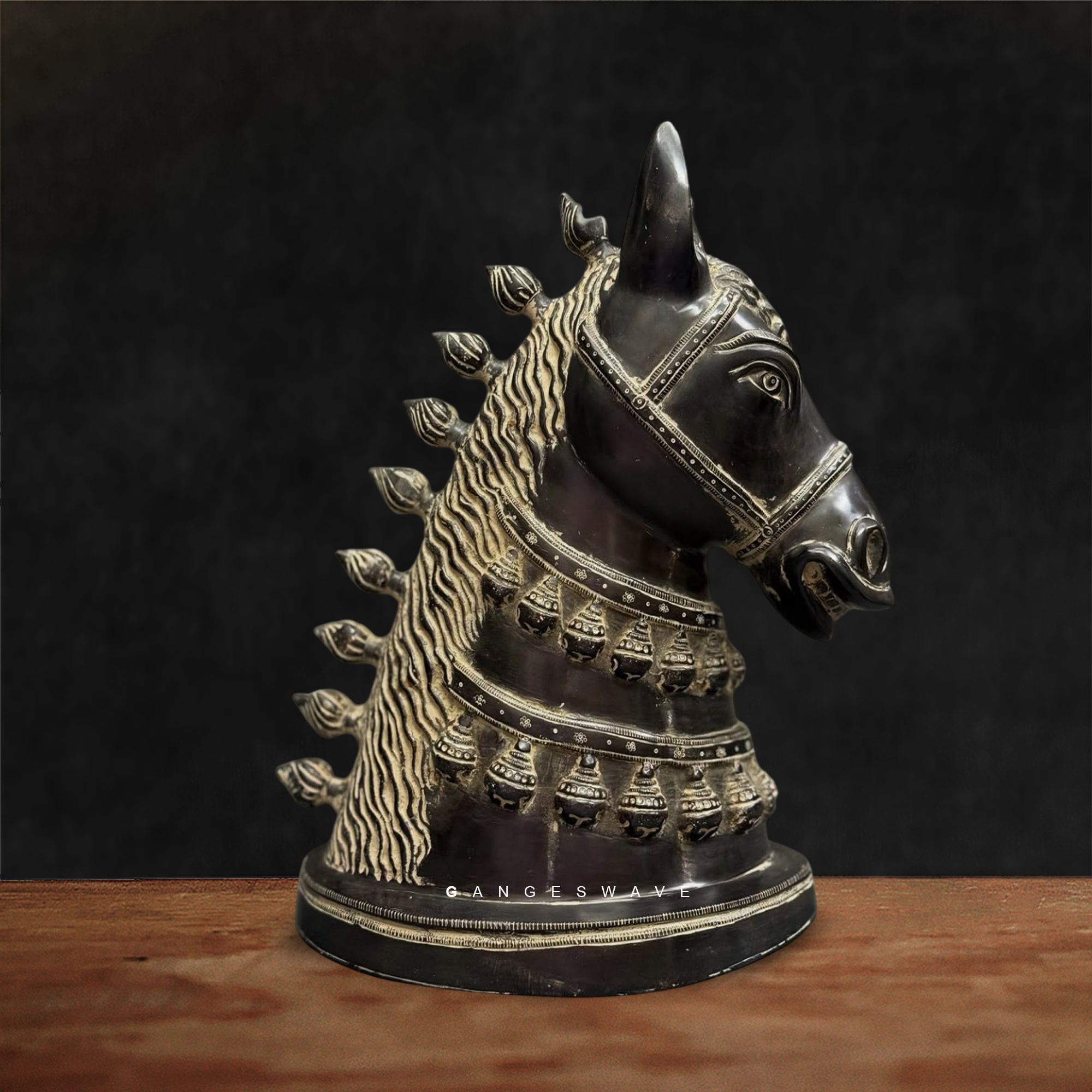 Handcrafted Vintage Finished Brass Horse Decor - 14 inches - Image 2