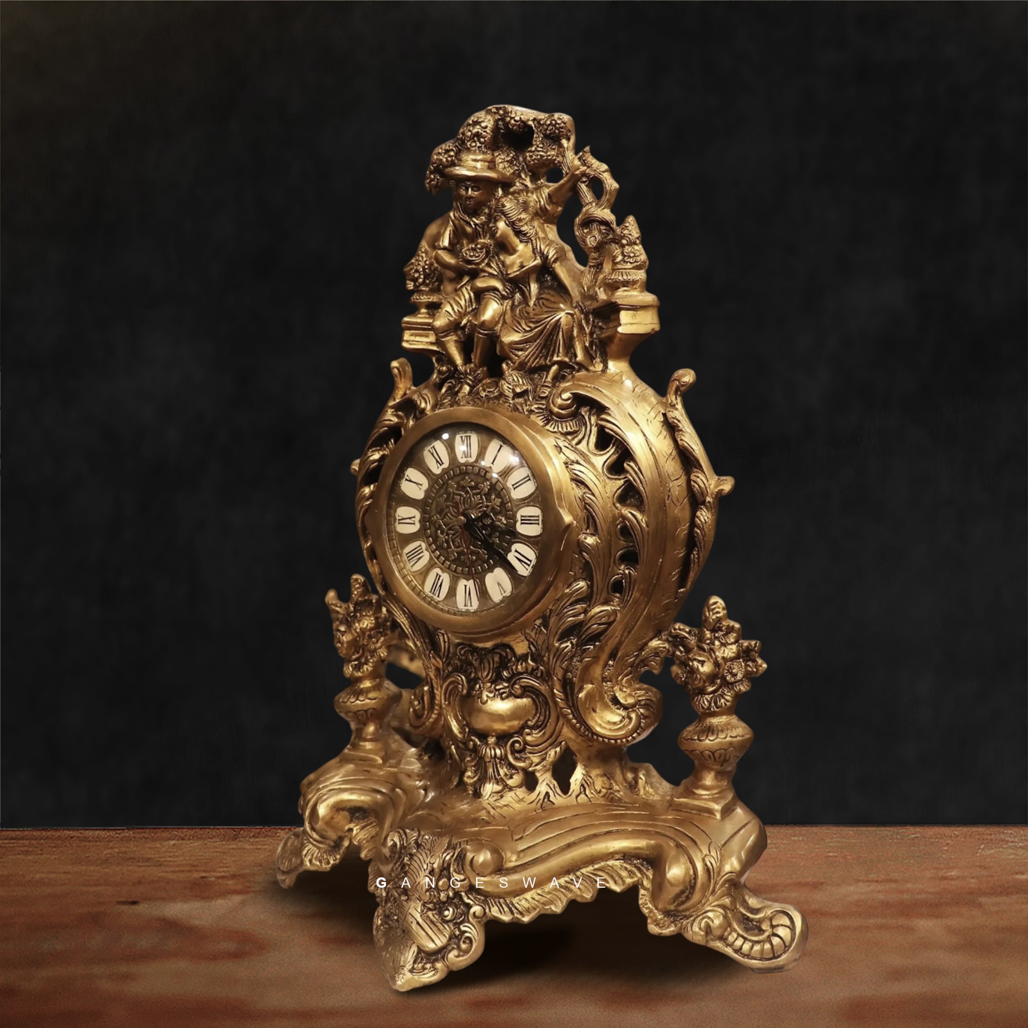 Vintage Finished Victorian Brass Clock - 19 inches - Image 4