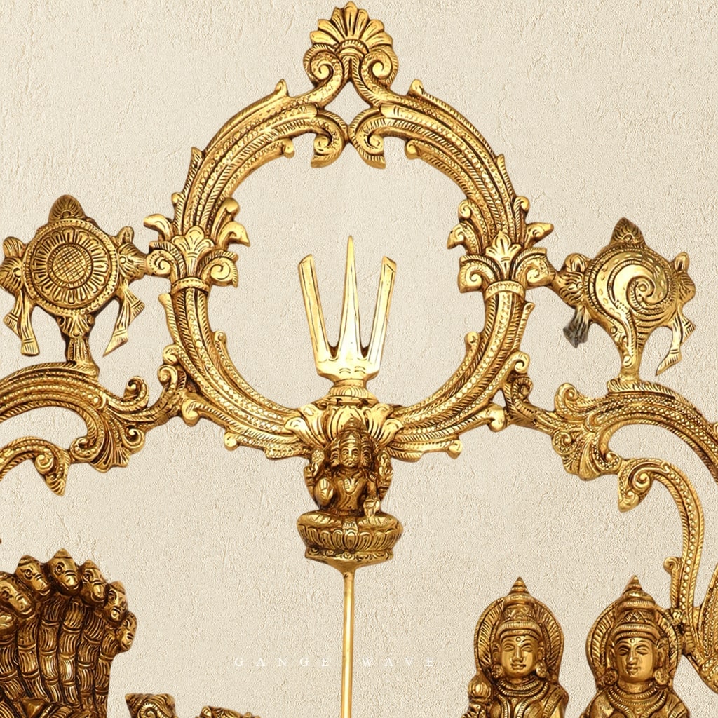 Vishnu Sheshnag Brass Wall Hanging - 23 inches - Image 4