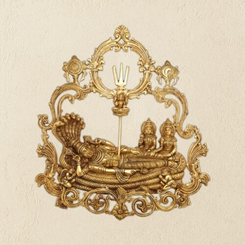 Vishnu Sheshnag Brass Wall Hanging - 23 inches