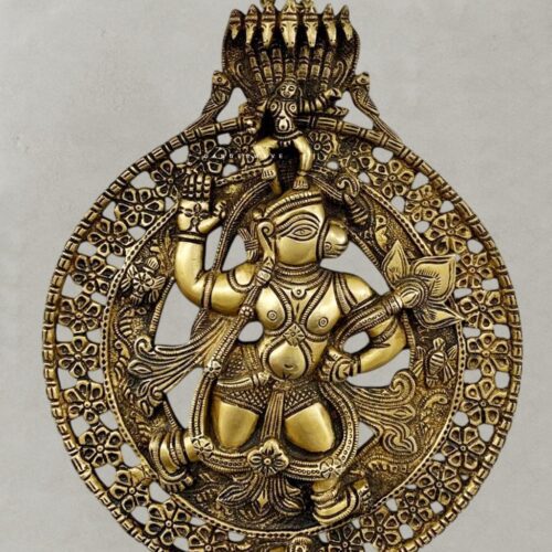 Sanjaeevani Hanumanji Brass Wall Art - 11.5 inches