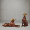Brass Dog Figurine Set - 7 inches