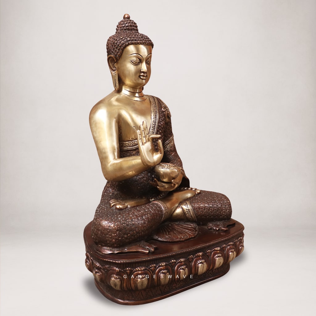 Handcrafted Brass Buddha Statue – Abhaya Mudra - 22 inches - Image 4