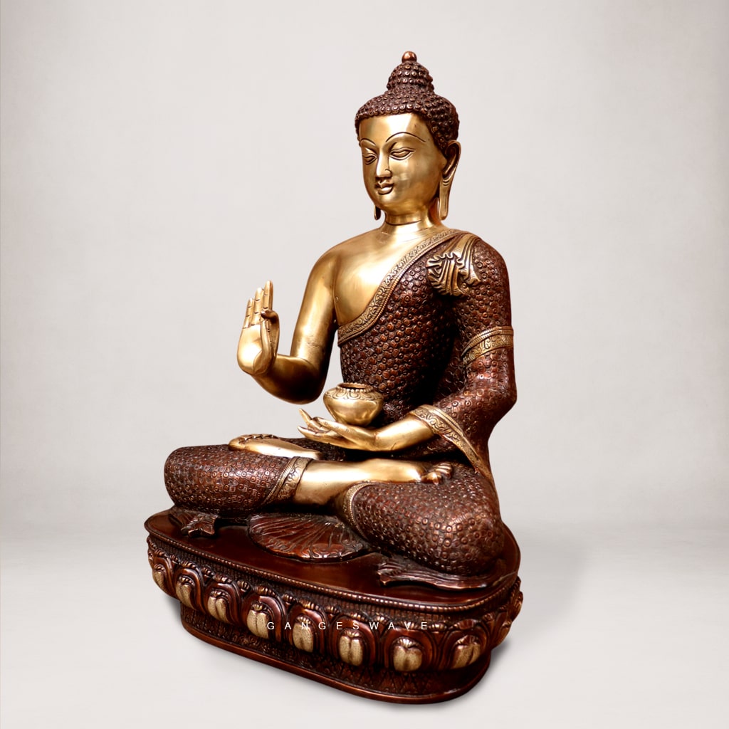 Handcrafted Brass Buddha Statue – Abhaya Mudra - 22 inches - Image 2