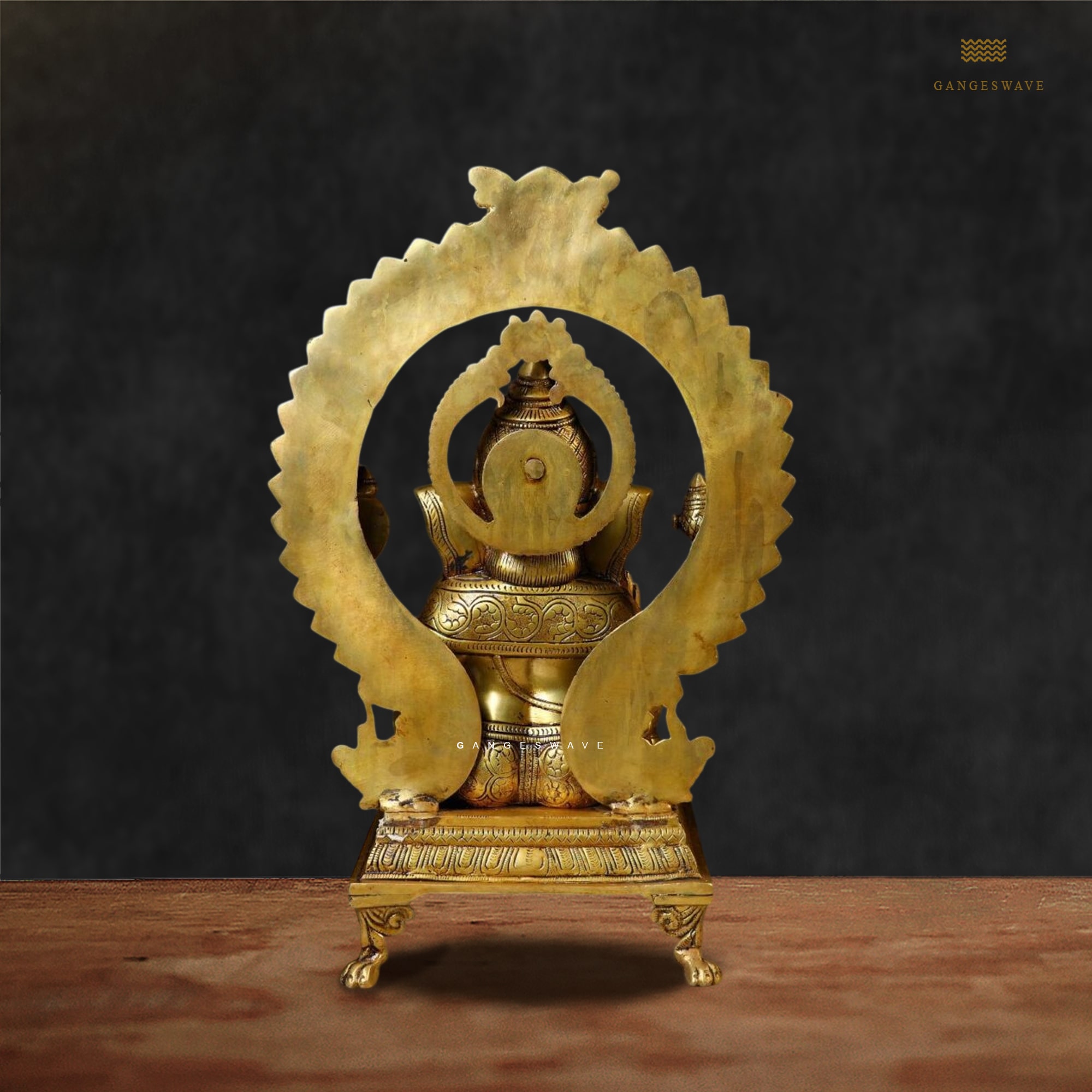 Brass Ganesha Statue with Ornate Prabhavali- 16.5 inches - Image 3